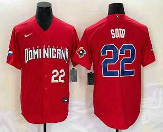 Mens Dominican Republic Baseball #22 Juan Soto Number 2023 Red World Classic Stitched Jersey->2023 world baseball classic->MLB Jersey